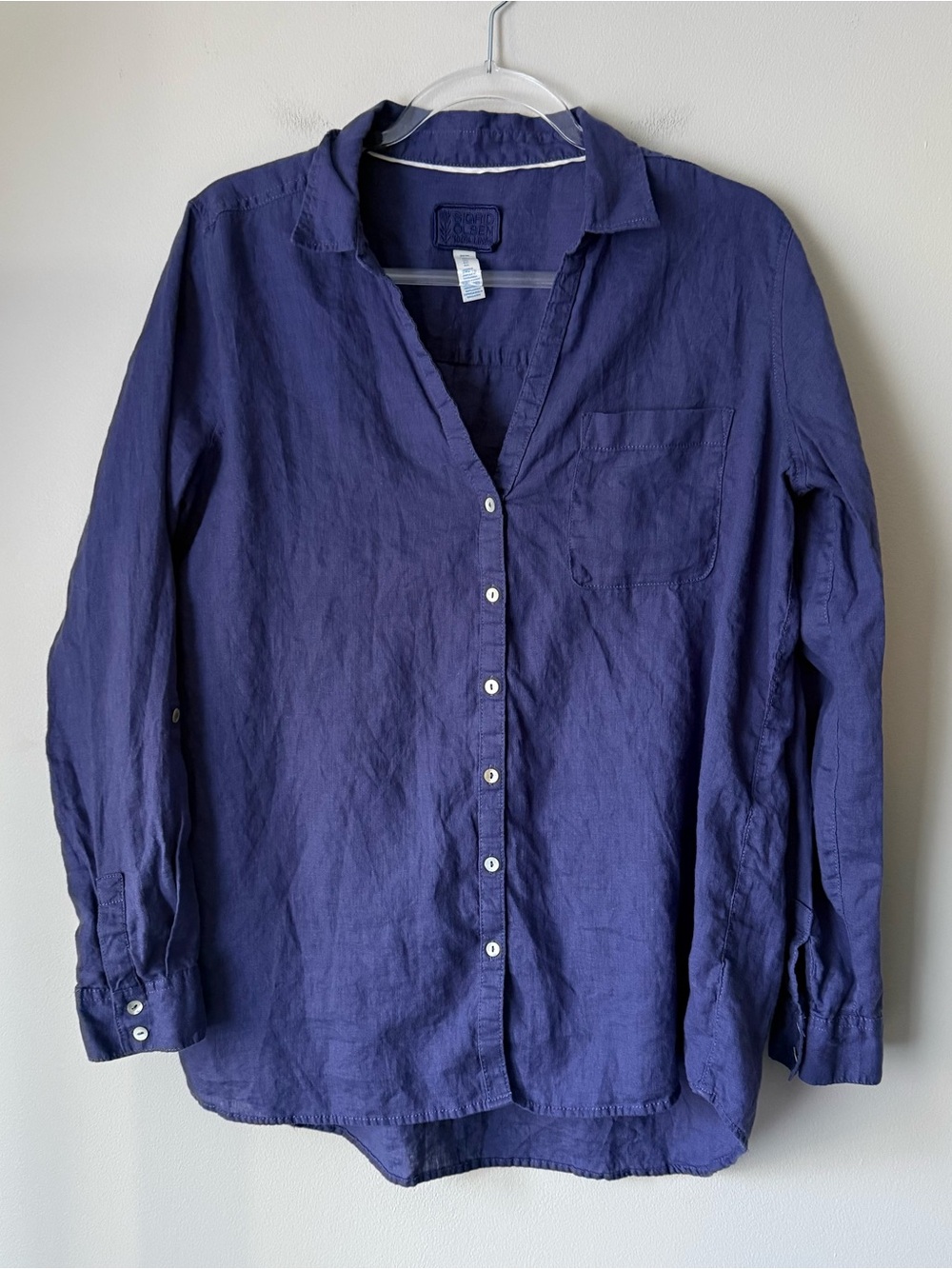 Sigrid Olsen Deep Navy Linen Button-Down Shirt